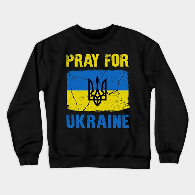 Pray For Ukraine Ukrainian Flag Ukraine Trident Symbol Crewneck Sweatshirt by snnt